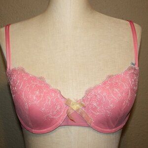 NWT DONNA L'OREN PINK LACE BRA UNDERWIRE - SIZE 34C